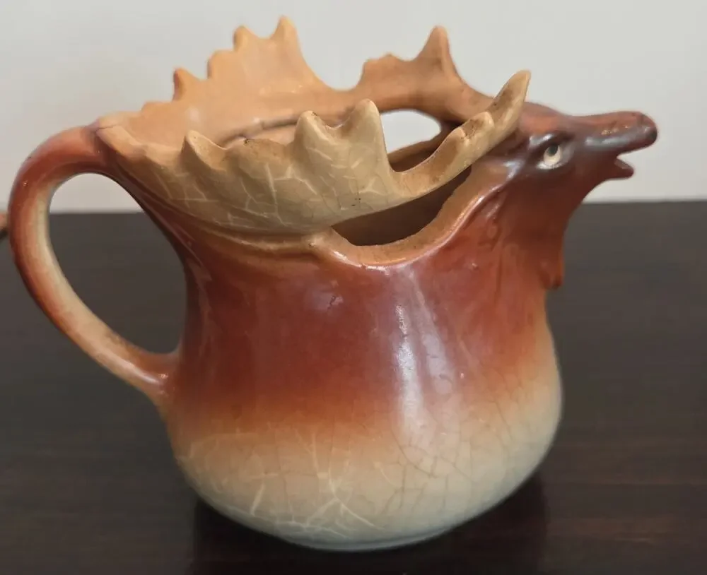 Vtg Austrian Figural Moose Elk Ceramic Creamer Pitcher 4